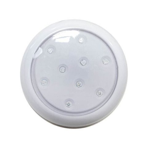 Luminária Piscina Branca Led Ø80mm 9w Luz Azul + Fonte 2A St1847
