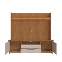 Ver imagem 5 de Estante com painel Frisado com tampo 100% MDF para Tv 70 Polegadas 195cmx215cm Cannes Cedro/Off White Pés em Madeira Maciça