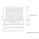 Ver imagem 4 de Estante com painel Frisado com tampo 100% MDF para Tv 70 Polegadas 195cmx215cm Cannes Cedro/Off White Pés em Madeira Maciça