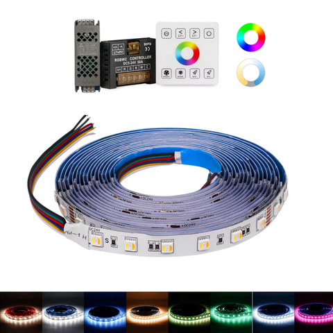 Kit Fita Led 5050 Rgbw+ww 14.4w 60 Led’s 24v Ip20 5 Metros + Fonte