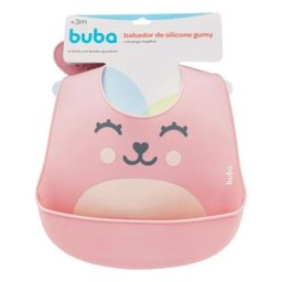 Babador de Silicone com Pega Migalhas Gumy Rosa Buba - 1