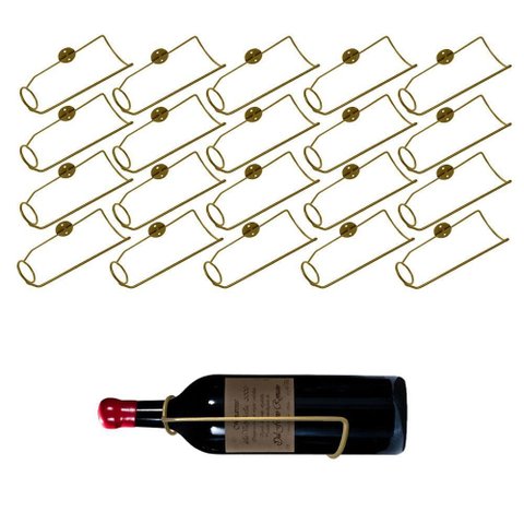 Kit 20 Unidades de Adega Parede Garrafa Vinho Estilo Industrial Dourado