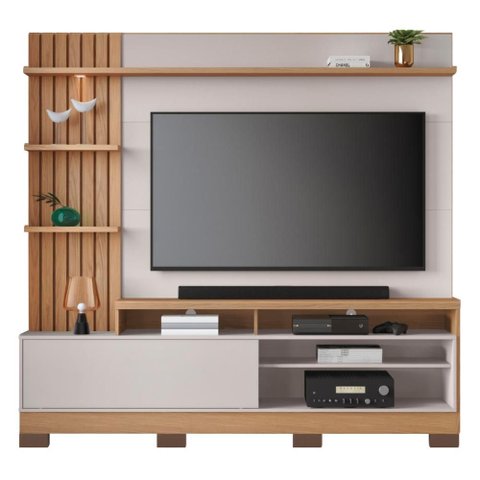 Estante Home para Tv 65 Pol 200 Cm Maceio Led Freijo Off White Clb