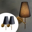 Ver imagem 1 de Kit 2 Arandelas de Parede Clássica Alumínio com Cúpula Tecido Algodão Ref 05