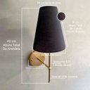 Ver imagem 3 de Kit 2 Arandelas de Parede Clássica Alumínio com Cúpula Tecido Algodão Ref 05