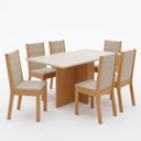Ver imagem 2 de Conjunto Sala de Jantar Mesa Lana 160cm Tampo MDF Canto Reto 6 Cadeiras Evelin