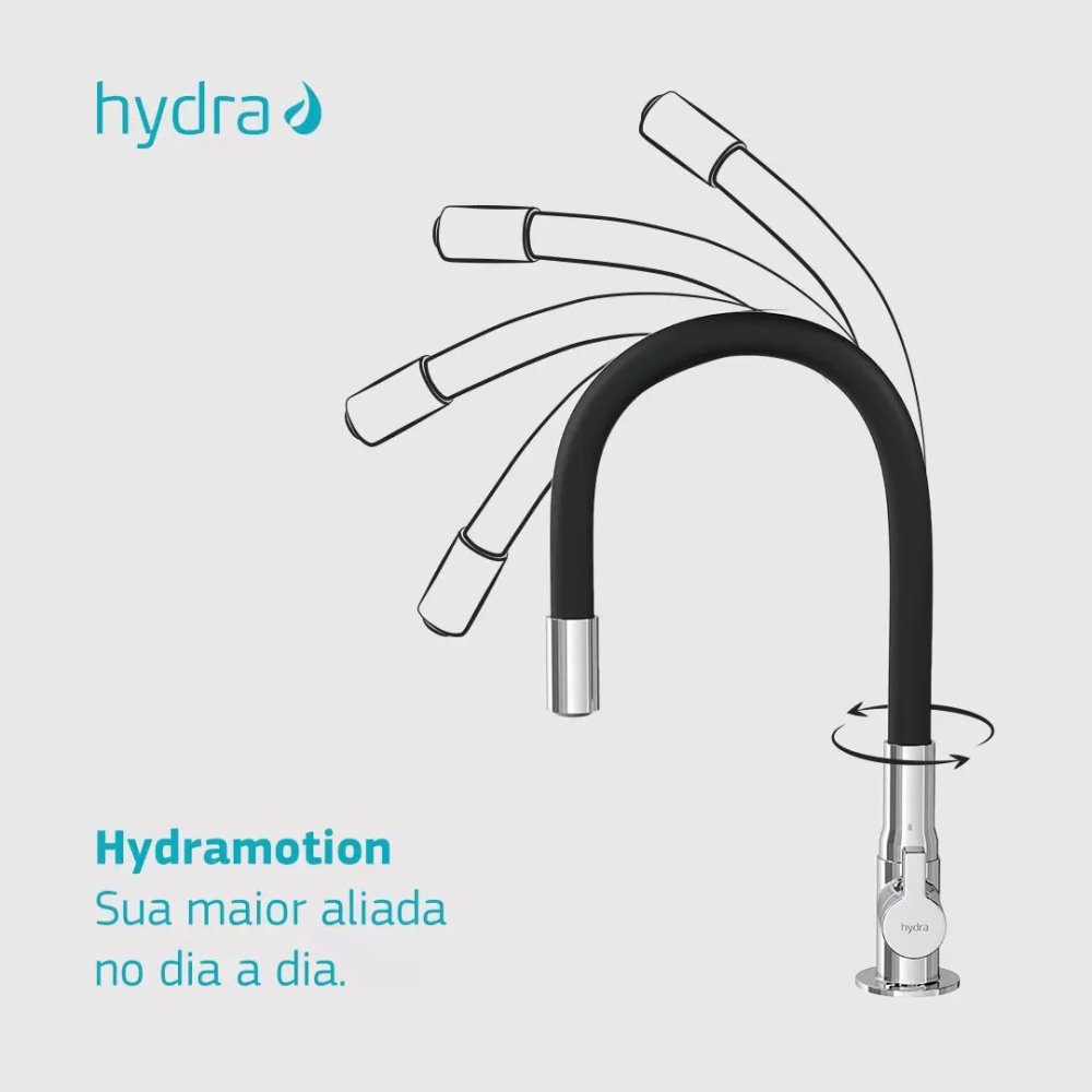 Torneira Hydra HydraMotion Flexível de Bancada Preta - 3