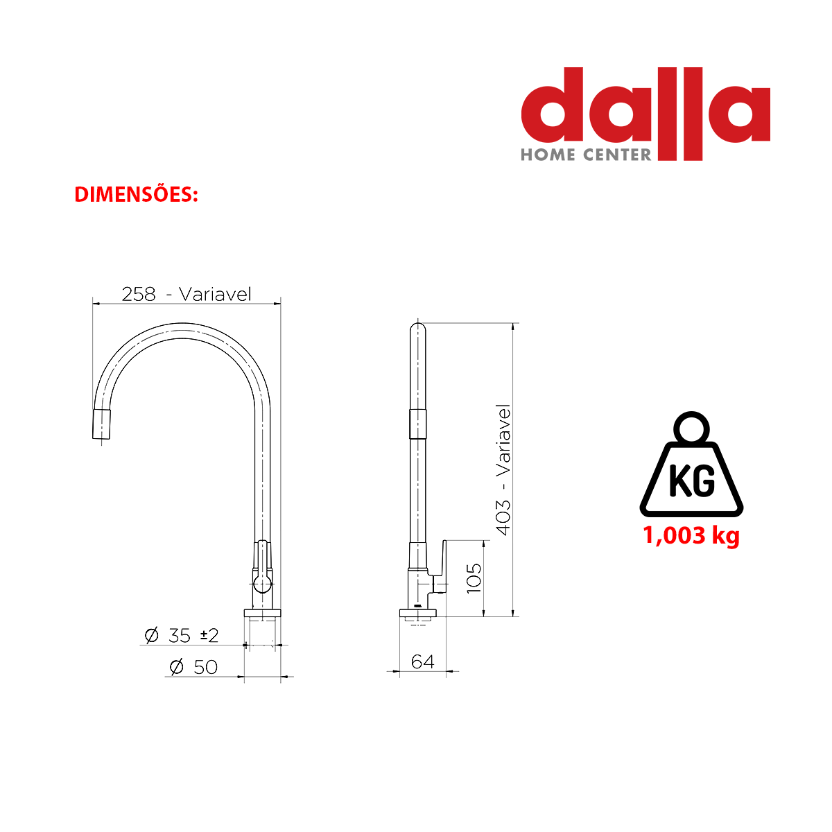 Torneira Cozinha Docol Galiflex Bancada Flexível Vermelho - 5