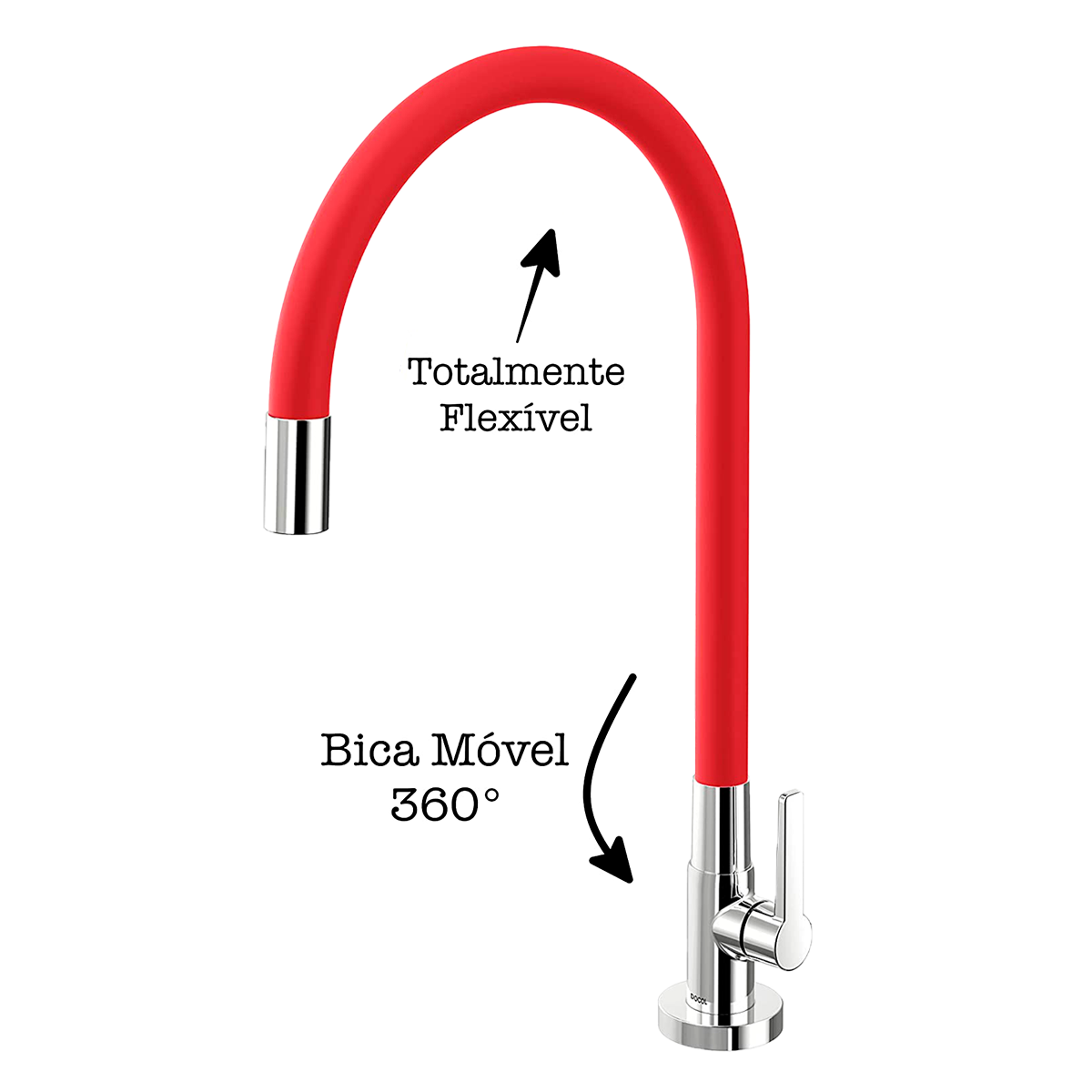 Torneira Cozinha Docol Galiflex Bancada Flexível Vermelho - 2