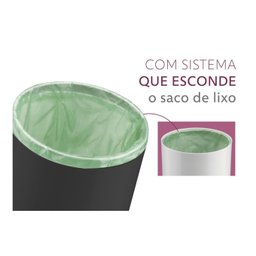 Lixeira 8 Litros com Tampa Esconde Saco de Lixo Lavabo Casa:Preto - 3