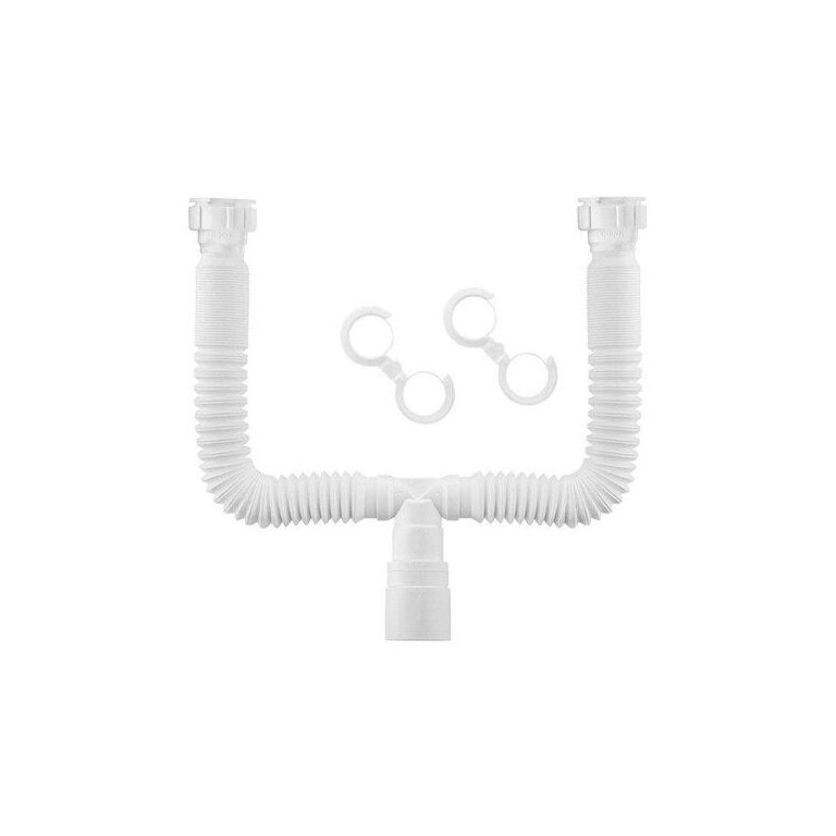 Sifão Duplo Sanfonado Extensível Docol 1231826 72cm Branco Universal