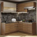 Ver imagem 1 de Armário de Cozinha Completa de Canto 349cm Rustic/Rustic/Crema Glamy Madesa 01