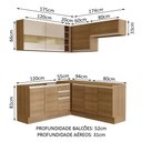 Ver imagem 4 de Armário de Cozinha Completa de Canto 349cm Rustic/Rustic/Crema Glamy Madesa 01