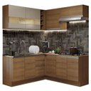 Ver imagem 3 de Armário de Cozinha Completa de Canto 349cm Rustic/Rustic/Crema Glamy Madesa 01
