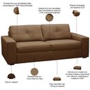 Ver imagem 3 de Sofá 3 Lugares para Sala de Estar Living 235cm Vienne L06 Couro Marrom Claro - Lyam Decor