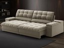 Ver imagem 1 de Sofá com Porta Copos e Carregador Usb Ret Rec Luke 2,30m Veludocristal Fendi - Netsofas