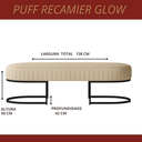 Ver imagem 4 de Banco Recamier Glow 138cm Cama Box Casal Queen Base Preto: Veludo Bege