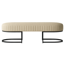 Ver imagem 1 de Banco Recamier Glow 138cm Cama Box Casal Queen Base Preto: Veludo Bege