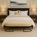 Ver imagem 2 de Banco Recamier Glow 138cm Cama Box Casal Queen Base Preto: Veludo Bege