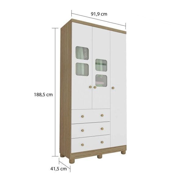 Quarto Completo com Guarda-Roupa 3 portas e minicama Uli e Cômoda Júnior simples Peroba Móveis - 2