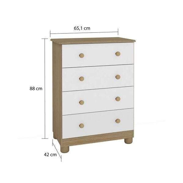 Quarto Completo com Guarda-Roupa 3 portas e minicama Uli e Cômoda Júnior simples Peroba Móveis - 6