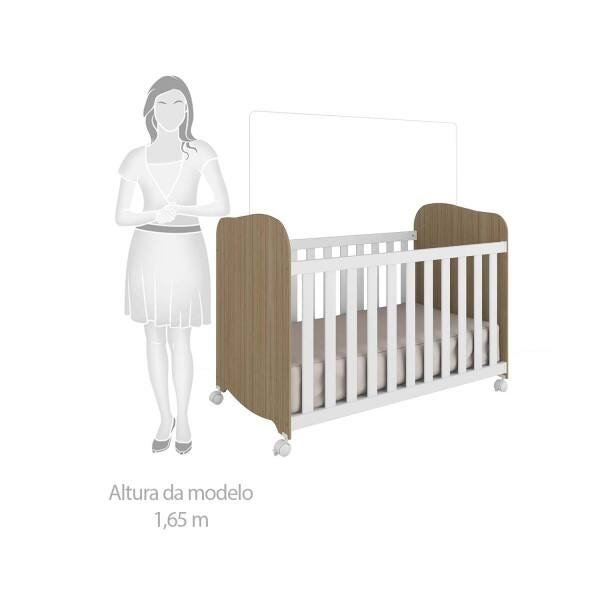 Quarto Infantil Com Guarda-Roupa Uli 04 Portas e Berço Uli Americano Móveis Peroba - Carvalho/Branco - 8