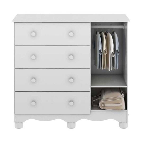 Quarto Infantil Com Guarda-Roupa Uli 03 Portas Cômoda Uli e Berço Uli Americano Branco Móveis - Bran - 6