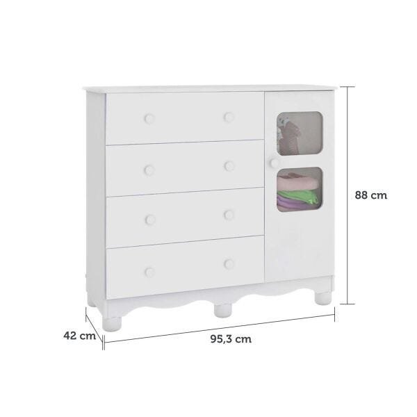 Quarto Infantil Com Guarda-Roupa Uli 03 Portas Cômoda Uli e Berço Uli Americano Branco Móveis - Bran - 7