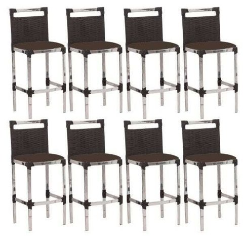 Kit 8 Banquetas Vigor Alta Alumínio Fibra Varanda Área Festa