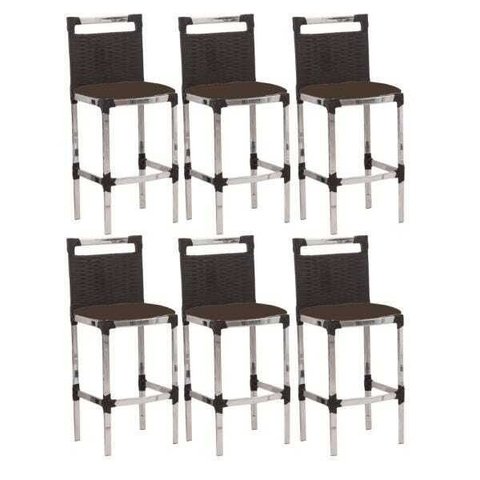 Kit 6 Banquetas Vigor Alta Alumínio Fibra Varanda Área Festa