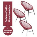 Ver imagem 2 de Kit 3 Cadeiras Caribe Fibra Sintética Vermelho Panero Móveis