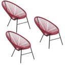 Ver imagem 1 de Kit 3 Cadeiras Caribe Fibra Sintética Vermelho Panero Móveis
