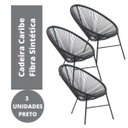 Ver imagem 2 de Kit 3 Cadeiras Caribe Fibra Sintética Preto Panero Móveis