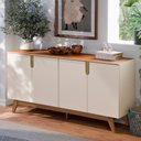 Ver imagem 3 de Aparador Buffet Recife Off White Canela Decorativo Moderno