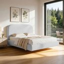 Ver imagem 1 de Cama Queen Flutuante com Cabeceira 160cm Aura W01 Linho Cinza - Lyam Decor