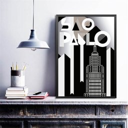 Quadro Abstrato Poster São Paulo 24x18cm:madeira Branca - 2