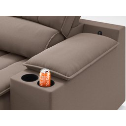 Sofá com Porta Copos e Carregador USB Retrátil e Reclinável Murano 2,00m Velosuede Marrom - - 7