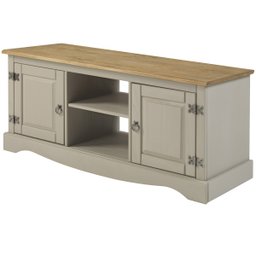 Rack de Madeira Maciça com 2 Portas Cinza Lavado - 1
