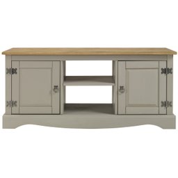 Rack de Madeira Maciça com 2 Portas Cinza Lavado - 2