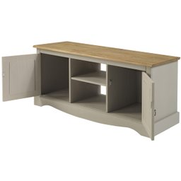 Rack de Madeira Maciça com 2 Portas Cinza Lavado - 3