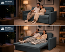 Ver imagem 3 de Sofá Cama Casal 2 Lugares Quarto Sala Kitnet Sleep Azul - Larbelle