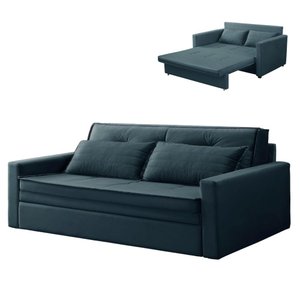 Sofá Cama Casal 2 Lugares Quarto Sala Kitnet Sleep Azul - Larbelle
