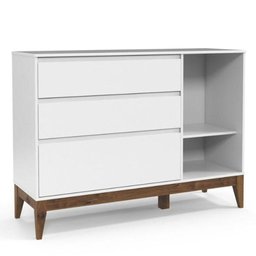 Cômoda Infantil Nature Clean com Porta Branco Acetinado Eco Wood - Matic - 2 Cômoda Infantil Nature Clean com Porta Branco Acetinado Eco Wood - Matic - 2