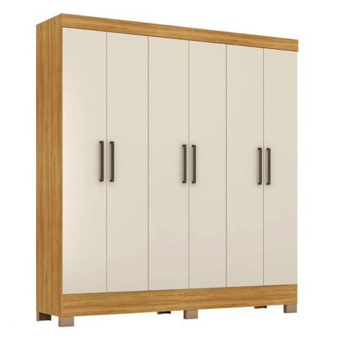 Guarda Roupa Casal Prático 6 Portas Cinamon Touch/off White - Demóbile