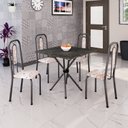 Ver imagem 1 de Conjunto Sala de Jantar com 4 Cadeiras Lívia Prata/Bege