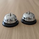 Ver imagem 1 de Kit 2 Campainha Sino de Mesa 8,5x6cm Inox Prateado Metal