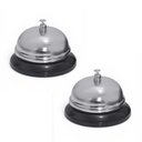 Ver imagem 3 de Kit 2 Campainha Sino de Mesa 8,5x6cm Inox Prateado Metal