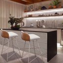 Ver imagem 1 de Kit 2 Banquetas para Balcão Cozinha Pés em Aço Nobre Varanda Bar Alta Luxo Sacada Hall Área Gourmet