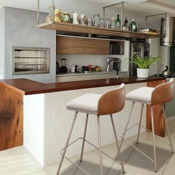 Kit 2 Banquetas para Balcão Cozinha Pés em Aço Nobre Varanda Bar Alta Luxo Sacada Hall Área Gourmet - 2
