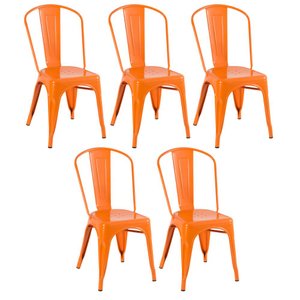 Kit 5 Cadeiras Iron Tolix - Laranja